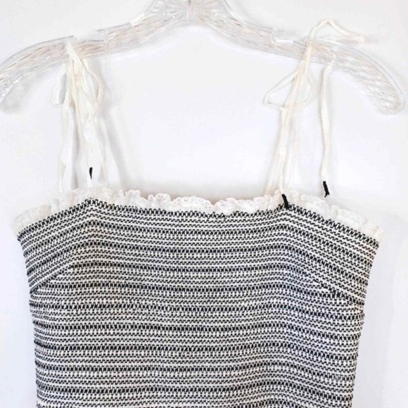 KISUII WMNS Sz S Smocked Black White Summer Midi Dress, Frill, Split Hem Layered - Picture 3 of 12